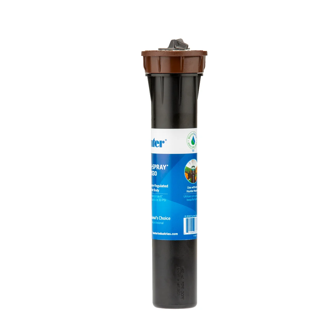 Pro-Spray PRS30 Sprinkler Body, 30 cm pop-up with 2.1 bar; 210 kPa pressure regulator, check valve, ½" inlet, and brown cap; no side inlet, accepts female thread nozzles - Image 1